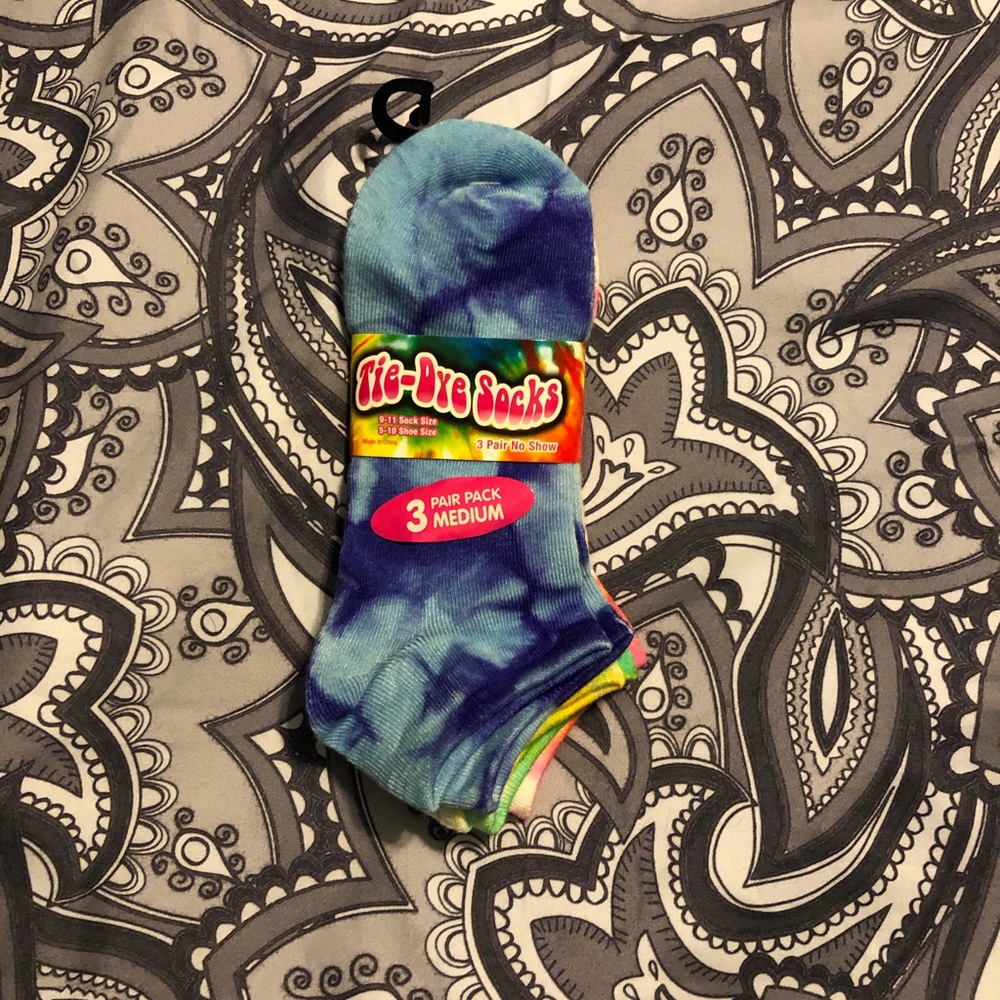 3 pack tie dye ankle socks